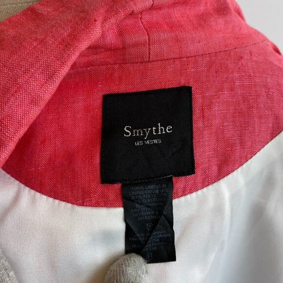 Smythe Classic Duchess Linen Blazer in Fuchsia sz 8 - Picture 11 of 12
